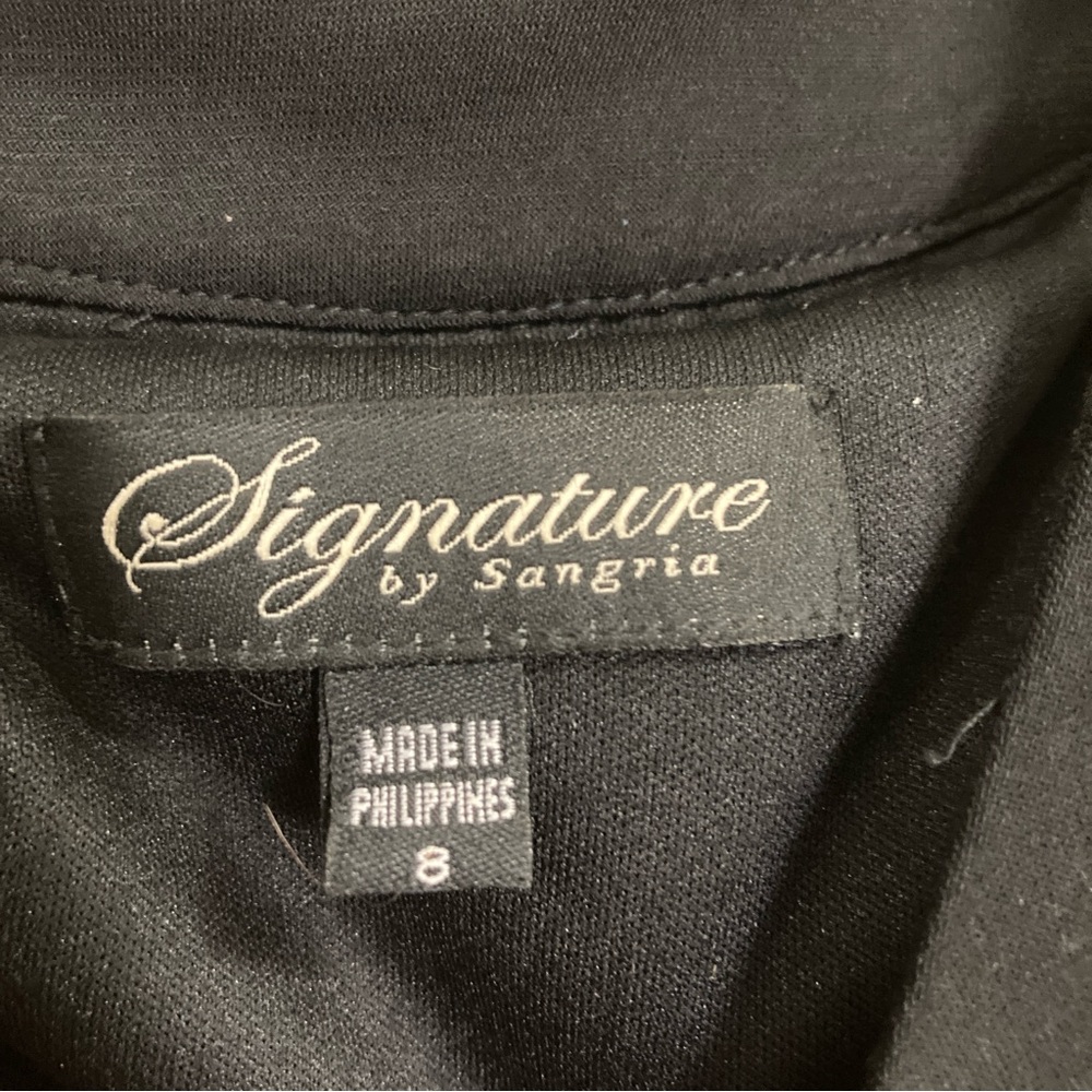 Signature by Sangria Black/Gray Dress Fit & Flare handkerchief hem sleeveless 8 - Picture 10 of 16